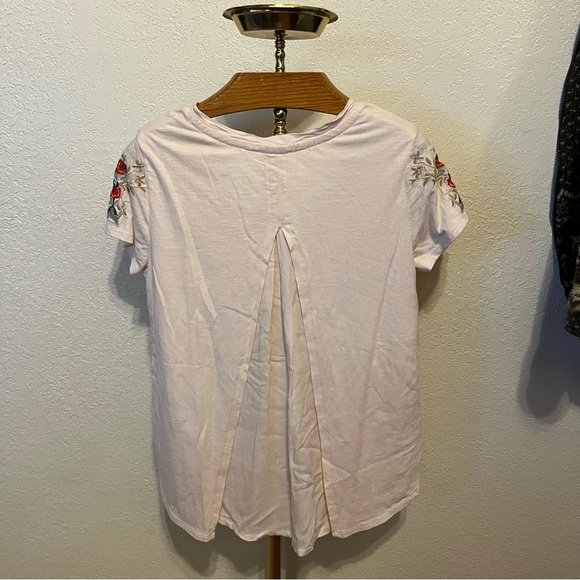SUNDANCE ~ Blush Pink Top with Floral Embroidery and Pleated Back Detail - Picture 8 of 8